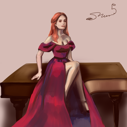 Девушка в красном платье