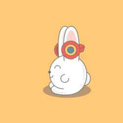 Кролик слушает музыку!