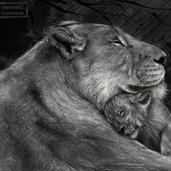 Львица со львёнком 