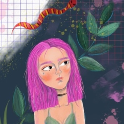 Girl with pink hair
