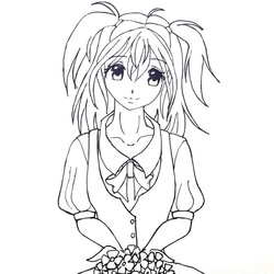 Школьница с цветами