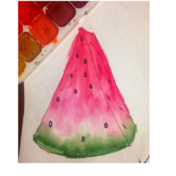 Арбуз - Скетчинг Акварель