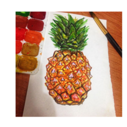 Ананасик - Акварель