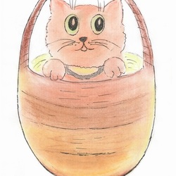 мультяшный котик в корзинке