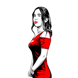 поп-арт портрет. девушка в красном