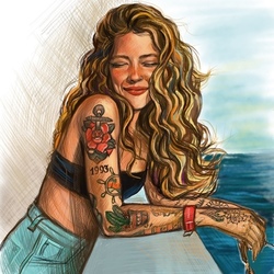 Девушка с татуировками 