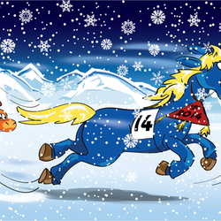 серия новогодних открыток к году синей лошади