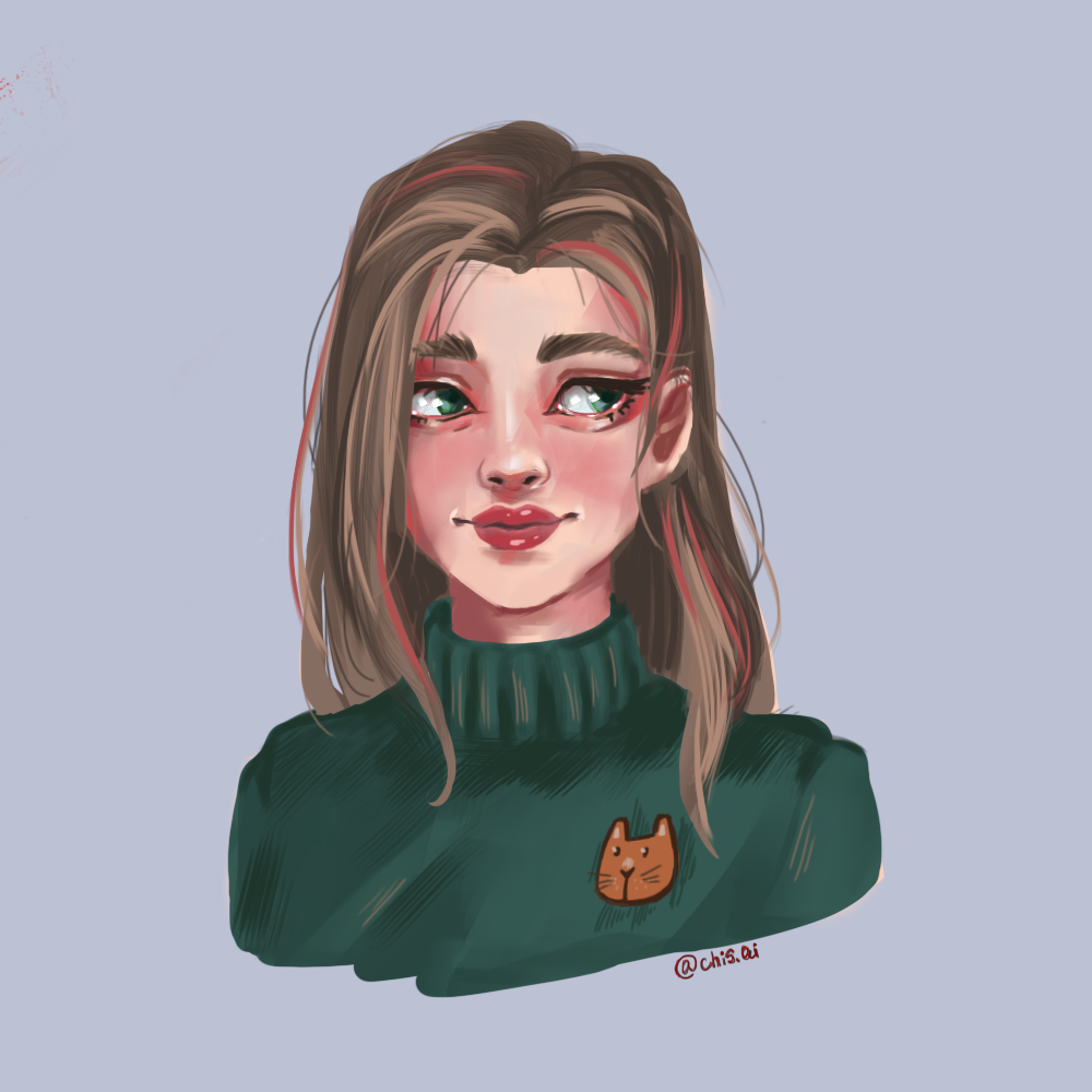 Иллюстрация Девушка в зеленом в стиле 2d, комикс, скетчи