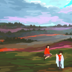 Пейзаж с ребятами