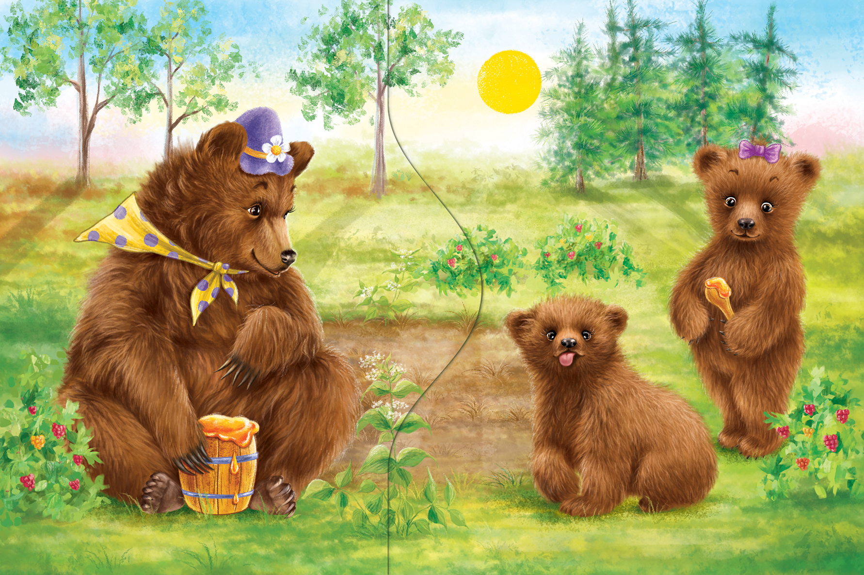 Медвежонок в лесу для детей