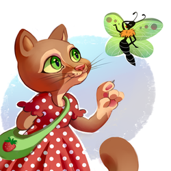 Кошка и бабочка