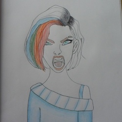 Зла девушка карандашами