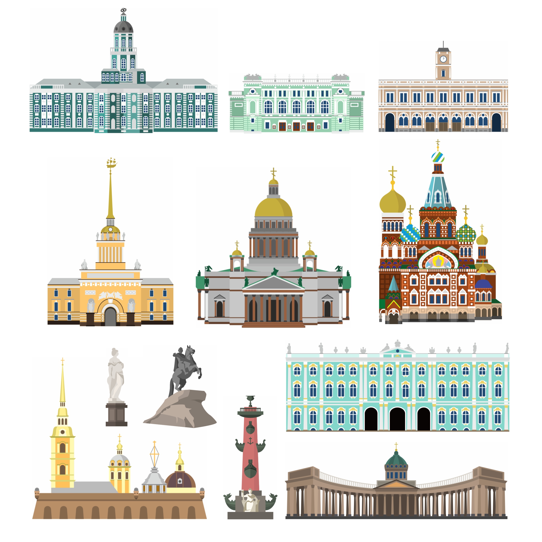 Силуэты достопримечательностей Санкт-Петербурга