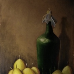 Натюрморт с бутылкой и яблоками