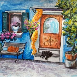 Котики во дворике.