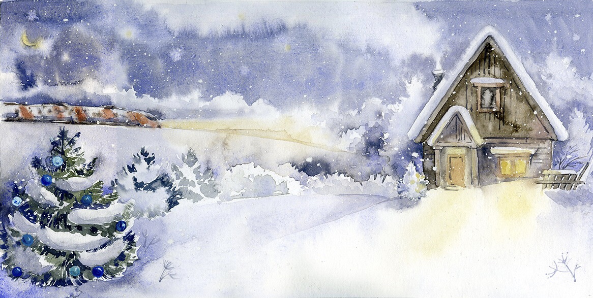 Иллюстрация для новогодней открытки