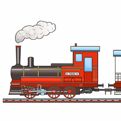 Паровоз. Иллюстрация для детского обучающего пособия.