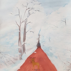 Дорога в зимнем лесу .