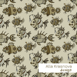 Паттерн "Рыбы" в стиле стимпанк.