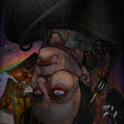 подвешенный адепт в когтистом-техно-скребе