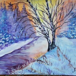 Зимний пейзаж с речкой.