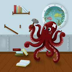Иллюстрация "Невезучий осьминог"