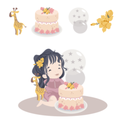  flat character girl birthday