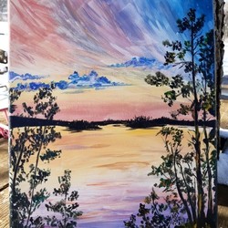 Озеро на закате