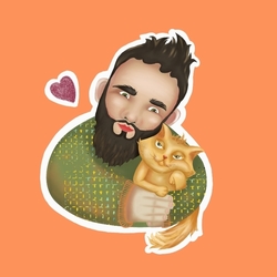 The bearded Man and the Cat