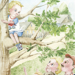 Иллюстрация к рассказу про маленького мальчика Витьку. "Казаки разбойники" 