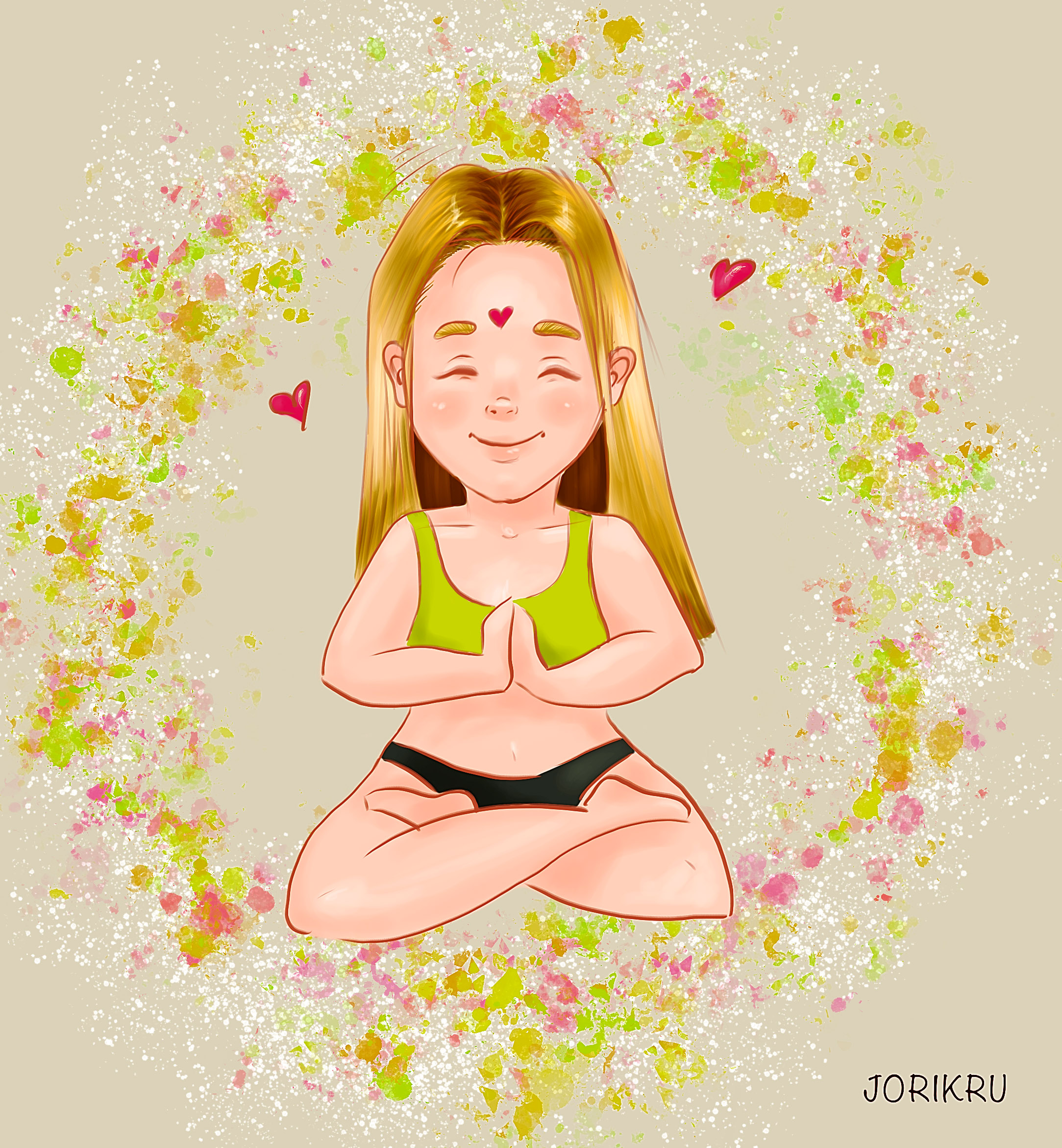 Иллюстрация Медитация в стиле 2d, компьютерная графика