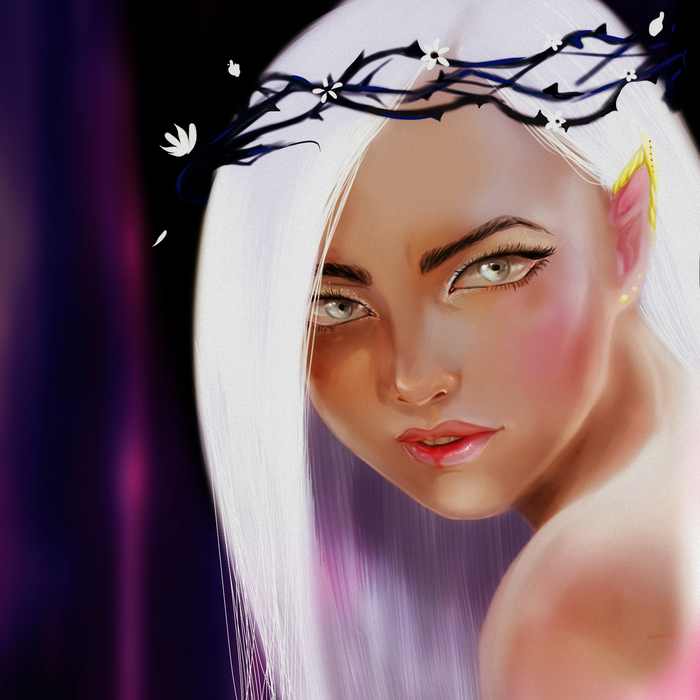 Иллюстрация темный эльф в стиле 2d, графика, персонажи