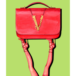 Фешн иллюстрация. Красная сумка Versace 