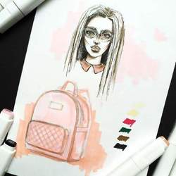 Эскиз лица и рюкзака