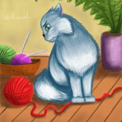Кошка с клубочком 😺