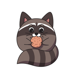 Милый енот с печенюшкой