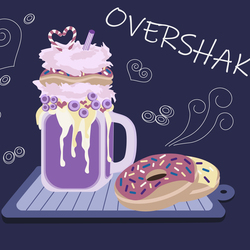 Food-illustration. Milkshake + donuts.
