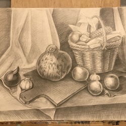 Натюрморт с корзинкой  50х70