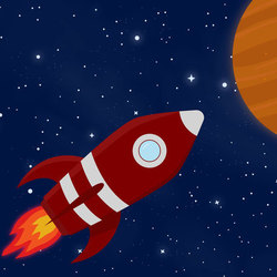 Космическая ракета летящая на планету