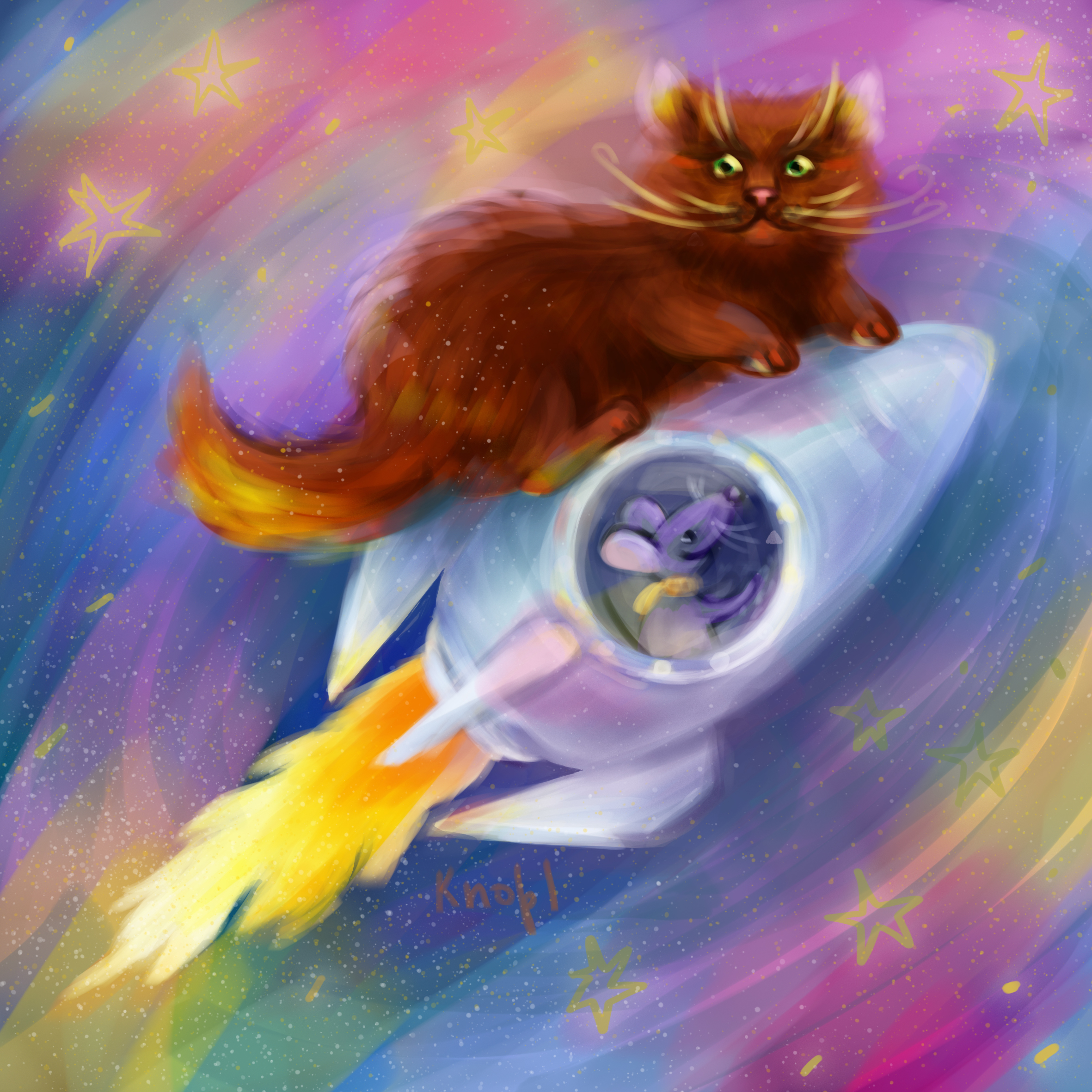 Кот в космосе иллюстратор
