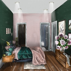 Интерьер скетч спальни