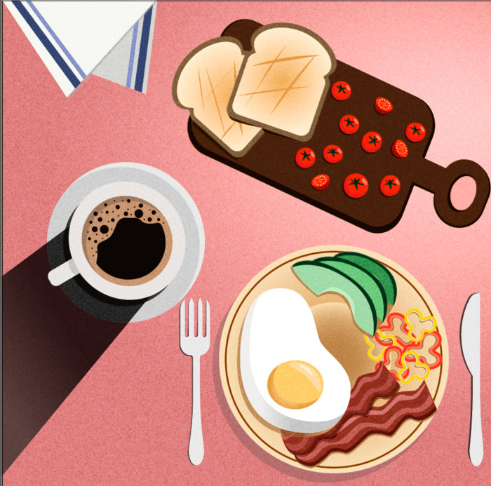 Участки застроены приготовленный завтрак иллюстрированные. Завтрак illustration. Завтрак в иллюстраторе. Завтрак из бумаги. Завтрак коллаж из бумаги.
