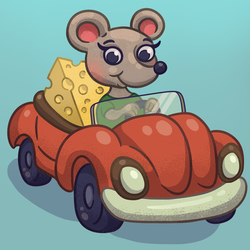 Мышка на машине