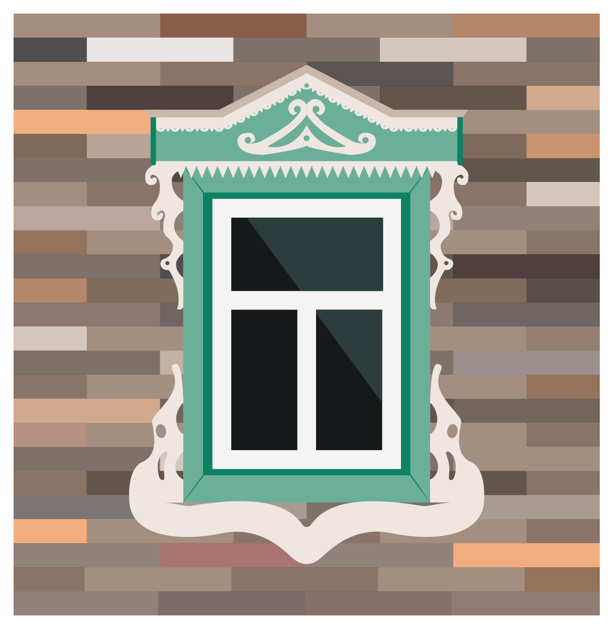 Окно в деревянном доме