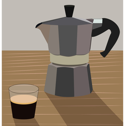 Гейзерная кофеварка и черный кофе