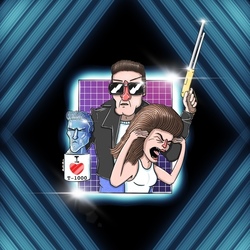 Карикатура на персонажей  х\ф Терминатор