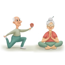 Романтичные старички практикуют йогу