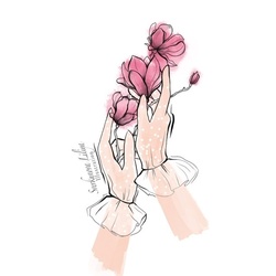 Магнолия  перчатки 