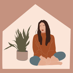 Девушка сидит дома