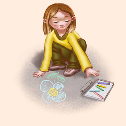 Девочка рисует